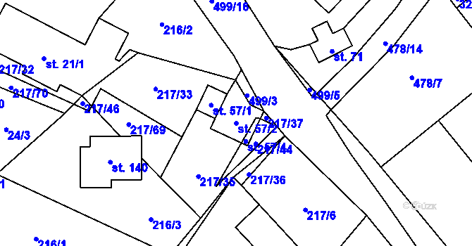 Parcela st. 57/2 v KÚ Borek, Katastrální mapa
