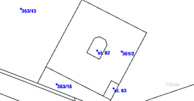 Parcela st. 62 v KÚ Borek, Katastrální mapa
