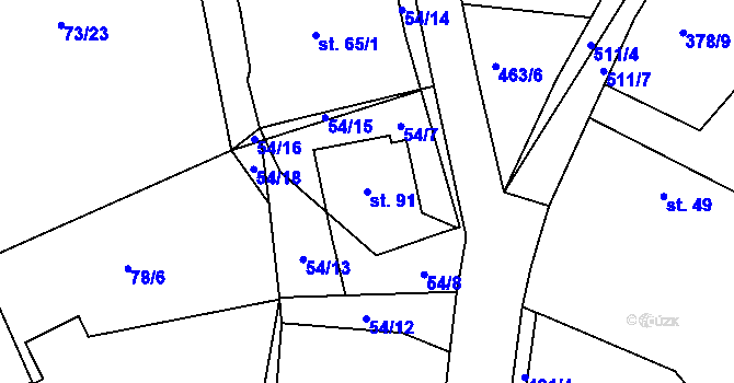 Parcela st. 91 v KÚ Borek, Katastrální mapa