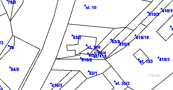 Parcela st. 116 v KÚ Borek, Katastrální mapa