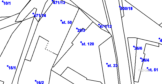 Parcela st. 120 v KÚ Borek, Katastrální mapa