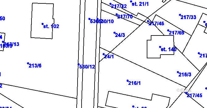 Parcela st. 24/1 v KÚ Borek, Katastrální mapa