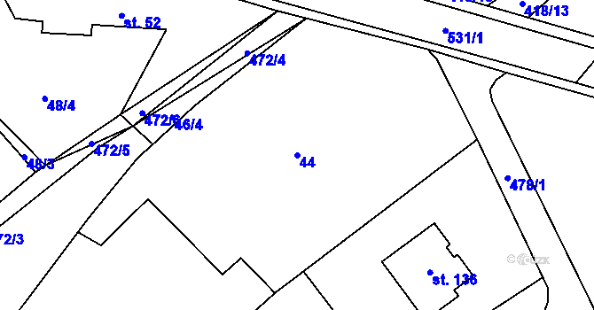 Parcela st. 44 v KÚ Borek, Katastrální mapa
