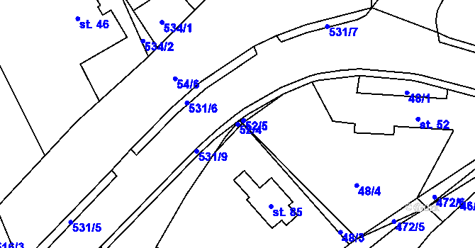 Parcela st. 52/4 v KÚ Borek, Katastrální mapa