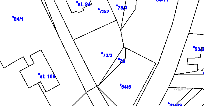 Parcela st. 73/3 v KÚ Borek, Katastrální mapa
