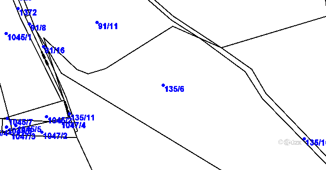 Parcela st. 135/6 v KÚ Borek, Katastrální mapa