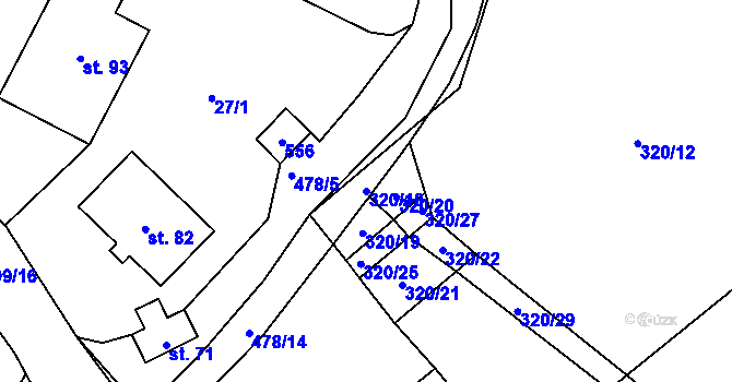 Parcela st. 320/18 v KÚ Borek, Katastrální mapa