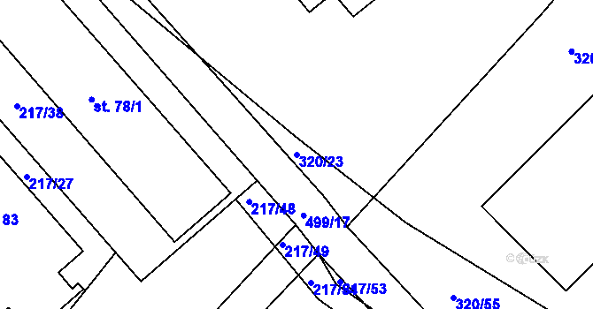Parcela st. 320/23 v KÚ Borek, Katastrální mapa