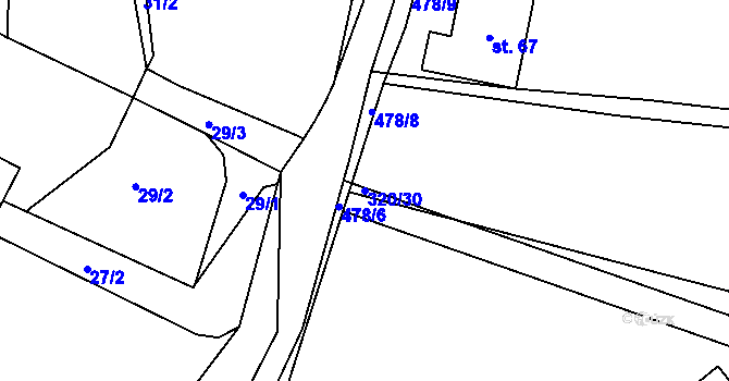Parcela st. 320/30 v KÚ Borek, Katastrální mapa