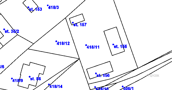 Parcela st. 418/11 v KÚ Borek, Katastrální mapa