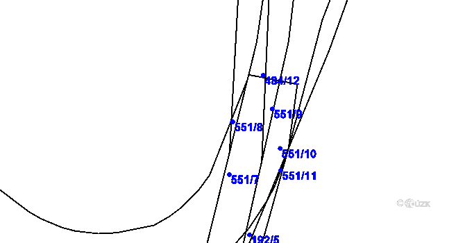 Parcela st. 551/8 v KÚ Borek, Katastrální mapa