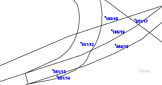 Parcela st. 551/12 v KÚ Borek, Katastrální mapa