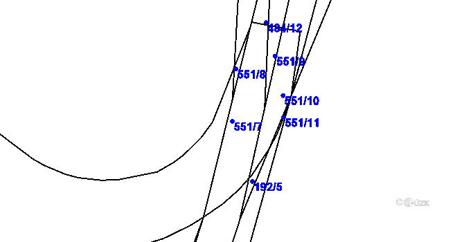 Parcela st. 551/7 v KÚ Borek, Katastrální mapa