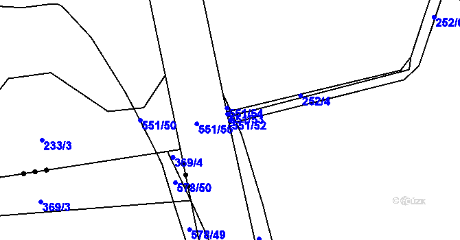 Parcela st. 551/52 v KÚ Borek, Katastrální mapa