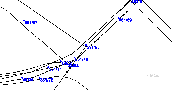 Parcela st. 551/68 v KÚ Borek, Katastrální mapa