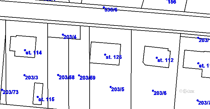 Parcela st. 125 v KÚ Borek, Katastrální mapa