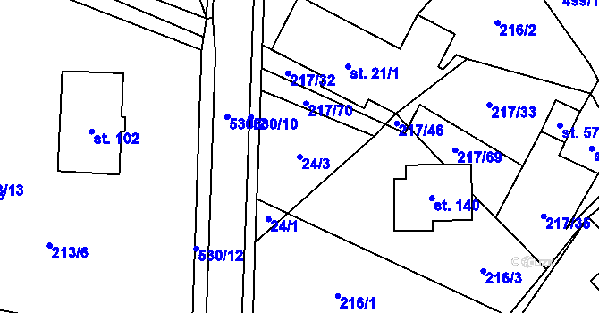 Parcela st. 24/3 v KÚ Borek, Katastrální mapa