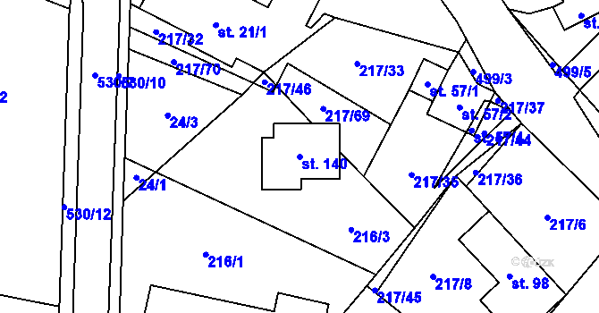 Parcela st. 140 v KÚ Borek, Katastrální mapa