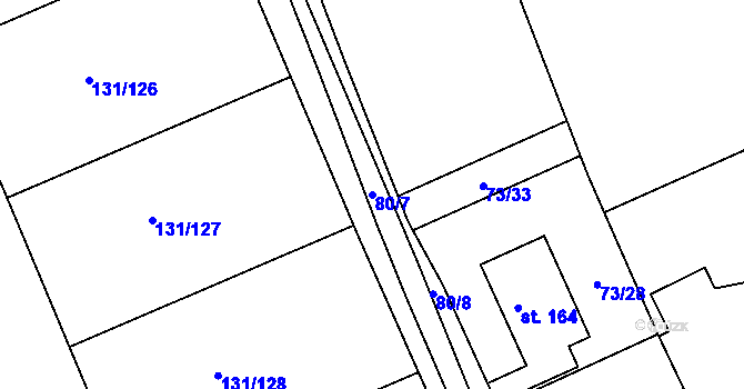 Parcela st. 80/7 v KÚ Borek, Katastrální mapa