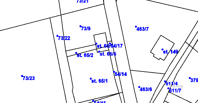 Parcela st. 65/5 v KÚ Borek, Katastrální mapa