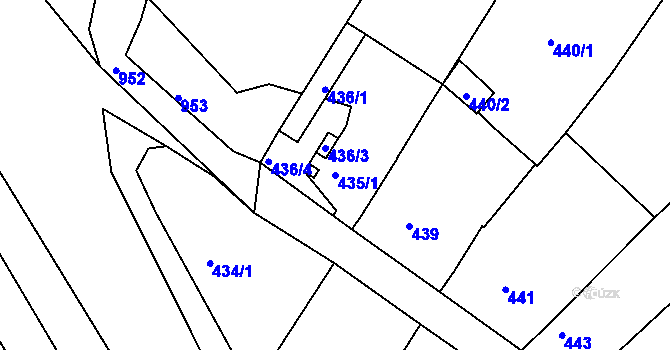 Parcela st. 435/1 v KÚ Borkovany, Katastrální mapa