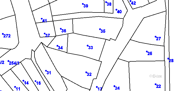 Parcela st. 33 v KÚ Borkovany, Katastrální mapa