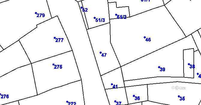 Parcela st. 47 v KÚ Borkovany, Katastrální mapa