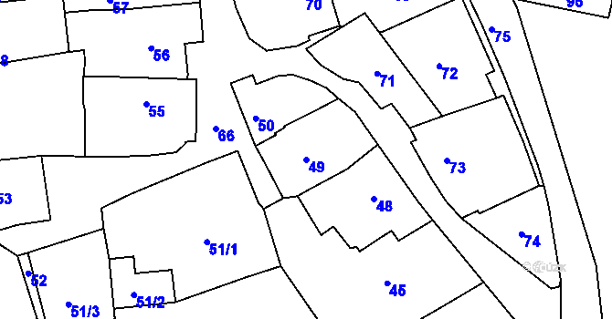 Parcela st. 49 v KÚ Borkovany, Katastrální mapa