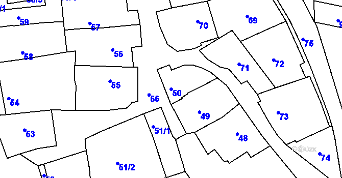 Parcela st. 50 v KÚ Borkovany, Katastrální mapa