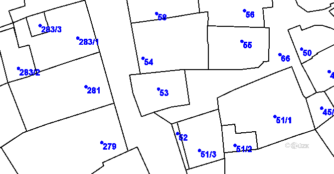 Parcela st. 53 v KÚ Borkovany, Katastrální mapa