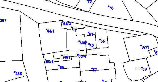 Parcela st. 60/2 v KÚ Borkovany, Katastrální mapa
