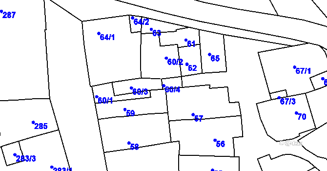 Parcela st. 60/4 v KÚ Borkovany, Katastrální mapa