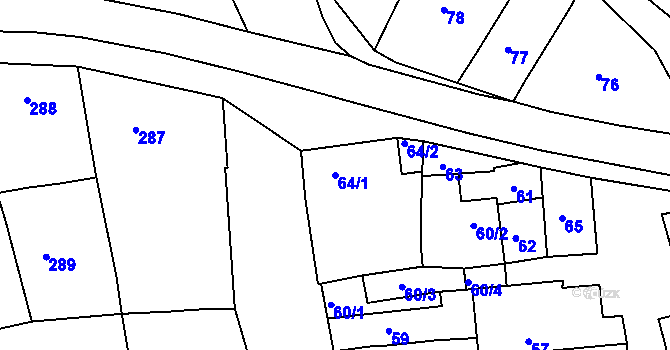 Parcela st. 64/1 v KÚ Borkovany, Katastrální mapa