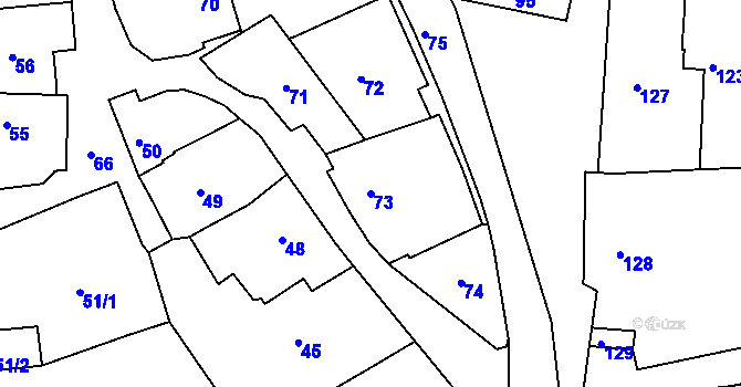 Parcela st. 73 v KÚ Borkovany, Katastrální mapa