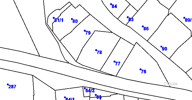 Parcela st. 78 v KÚ Borkovany, Katastrální mapa