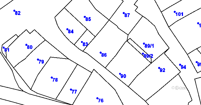 Parcela st. 86 v KÚ Borkovany, Katastrální mapa
