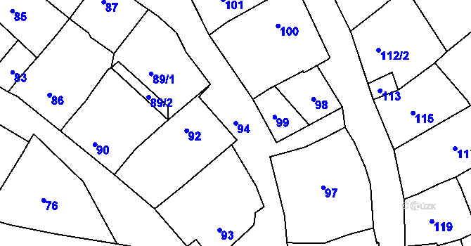 Parcela st. 94 v KÚ Borkovany, Katastrální mapa