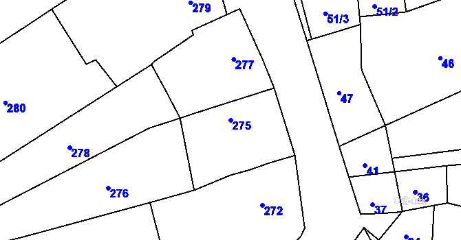 Parcela st. 275 v KÚ Borkovany, Katastrální mapa