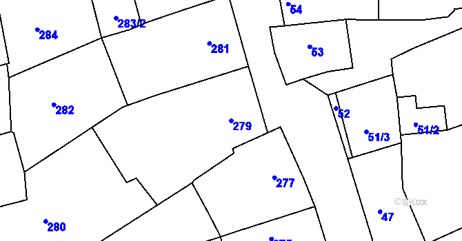 Parcela st. 279 v KÚ Borkovany, Katastrální mapa
