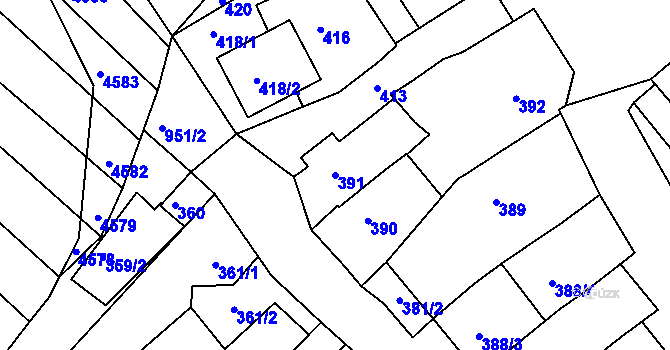 Parcela st. 391 v KÚ Borkovany, Katastrální mapa