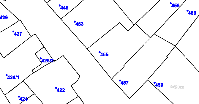 Parcela st. 455 v KÚ Borkovany, Katastrální mapa