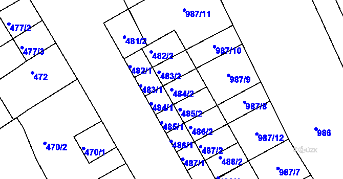 Parcela st. 484/2 v KÚ Borkovany, Katastrální mapa