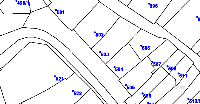 Parcela st. 503 v KÚ Borkovany, Katastrální mapa