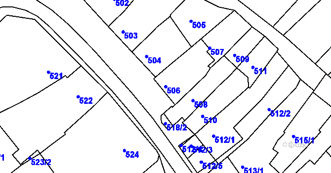 Parcela st. 506 v KÚ Borkovany, Katastrální mapa