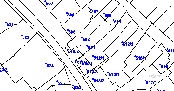 Parcela st. 510 v KÚ Borkovany, Katastrální mapa