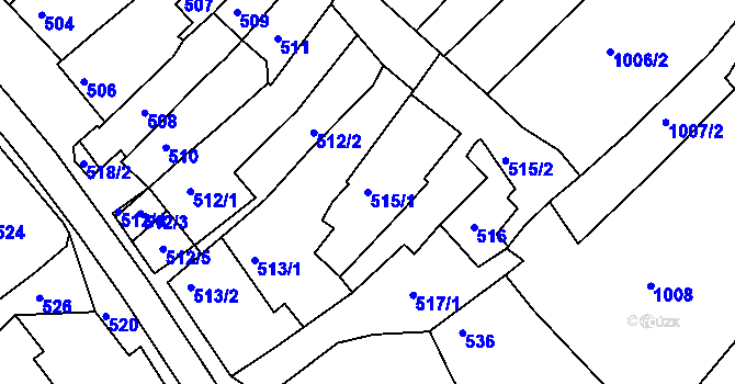 Parcela st. 515/1 v KÚ Borkovany, Katastrální mapa
