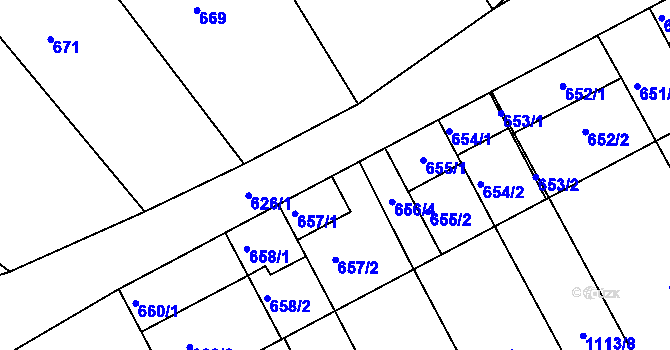 Parcela st. 656/1 v KÚ Borkovany, Katastrální mapa
