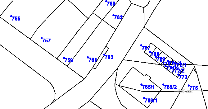 Parcela st. 763 v KÚ Borkovany, Katastrální mapa