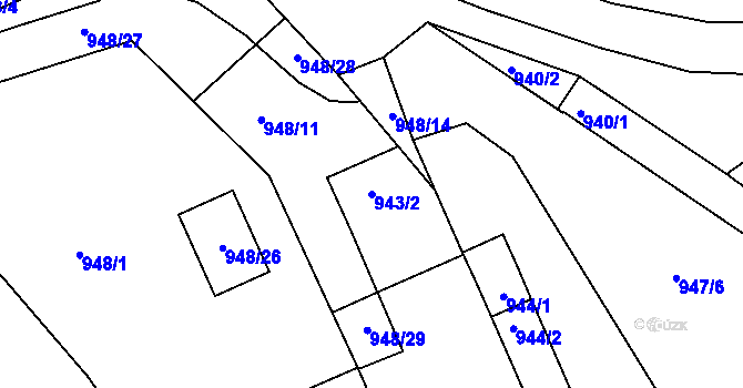 Parcela st. 943/2 v KÚ Borkovany, Katastrální mapa