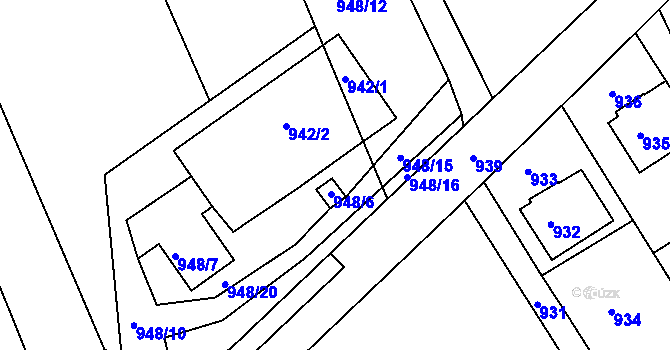 Parcela st. 948/17 v KÚ Borkovany, Katastrální mapa